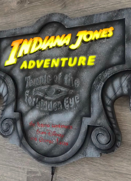 Indiana Jones with leds ride inspired sign. Made to order.
