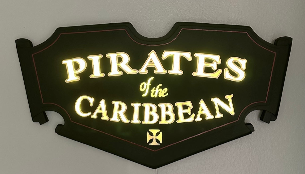 24” Pirates of the Caribbean with leds Custom Sign~ Made To Order