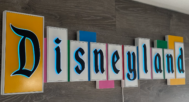 Disneyland sign with LEDs Custom Sign~ Made To Order 44”x 12”