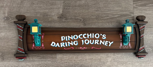 Pinocchio Ride sign with led lanterns ~ Made To Order 32”x10”