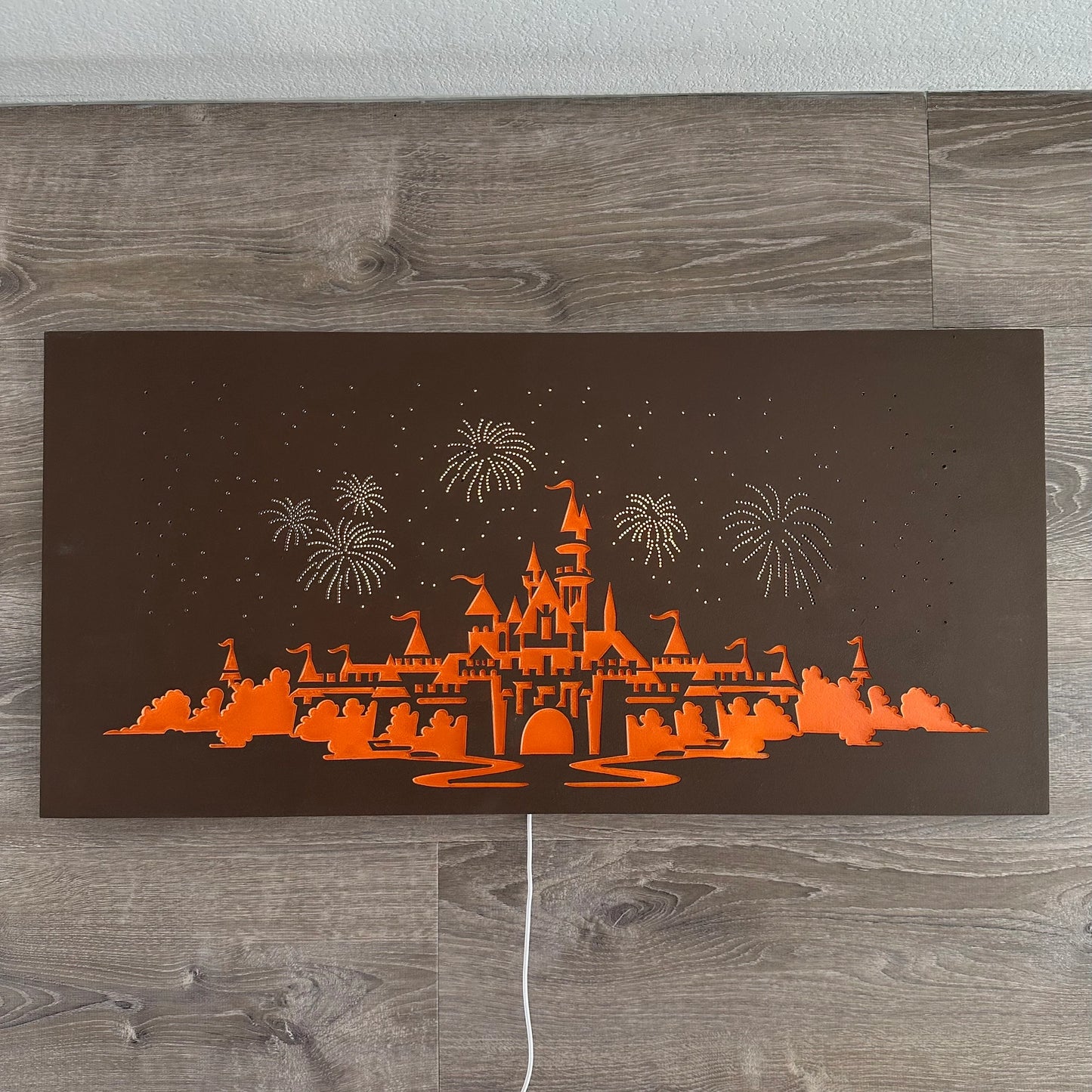 Castle with LED Fireworks ~ Made To Order 33”x16”