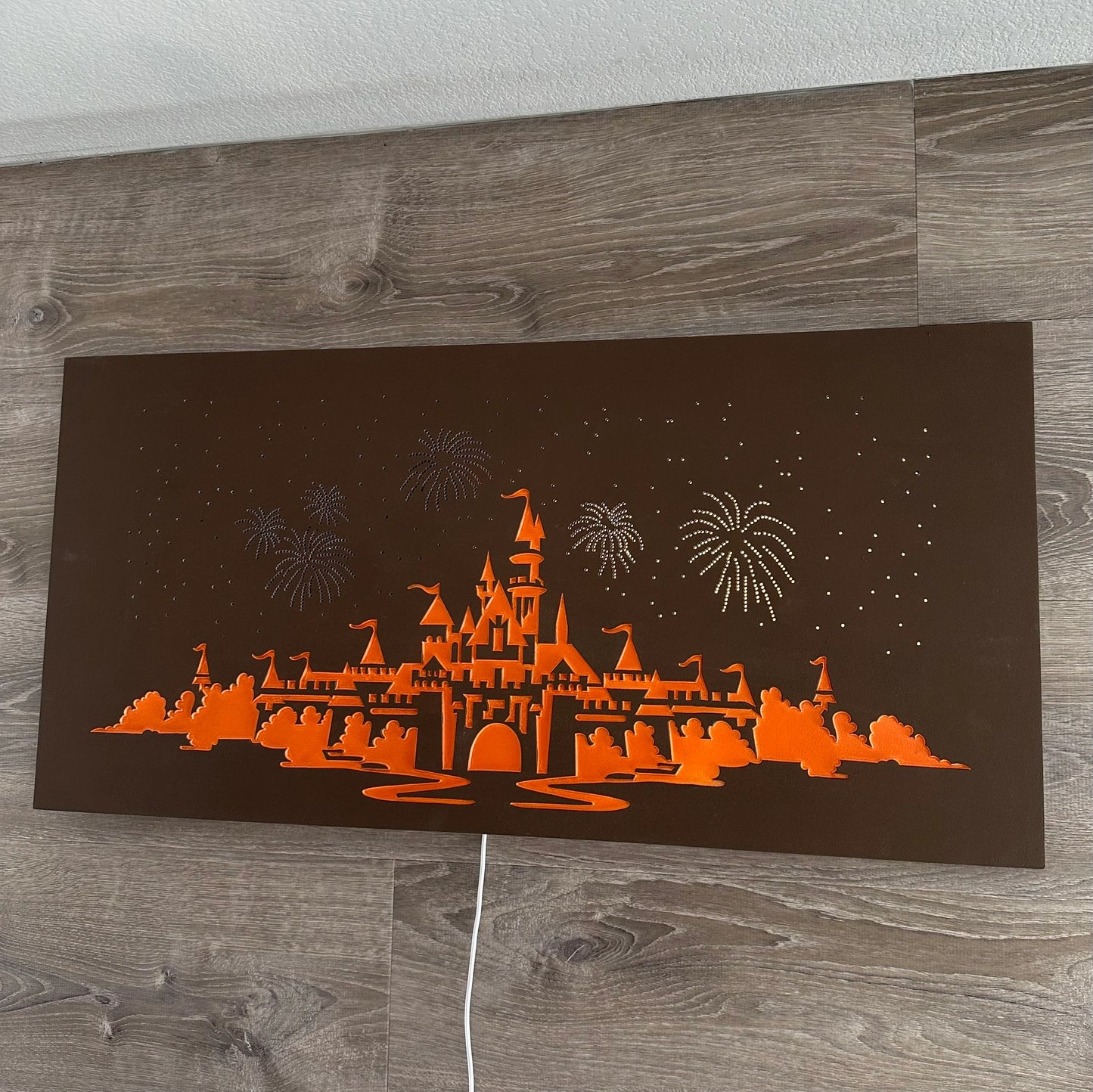 Castle with LED Fireworks ~ Made To Order 33”x16”