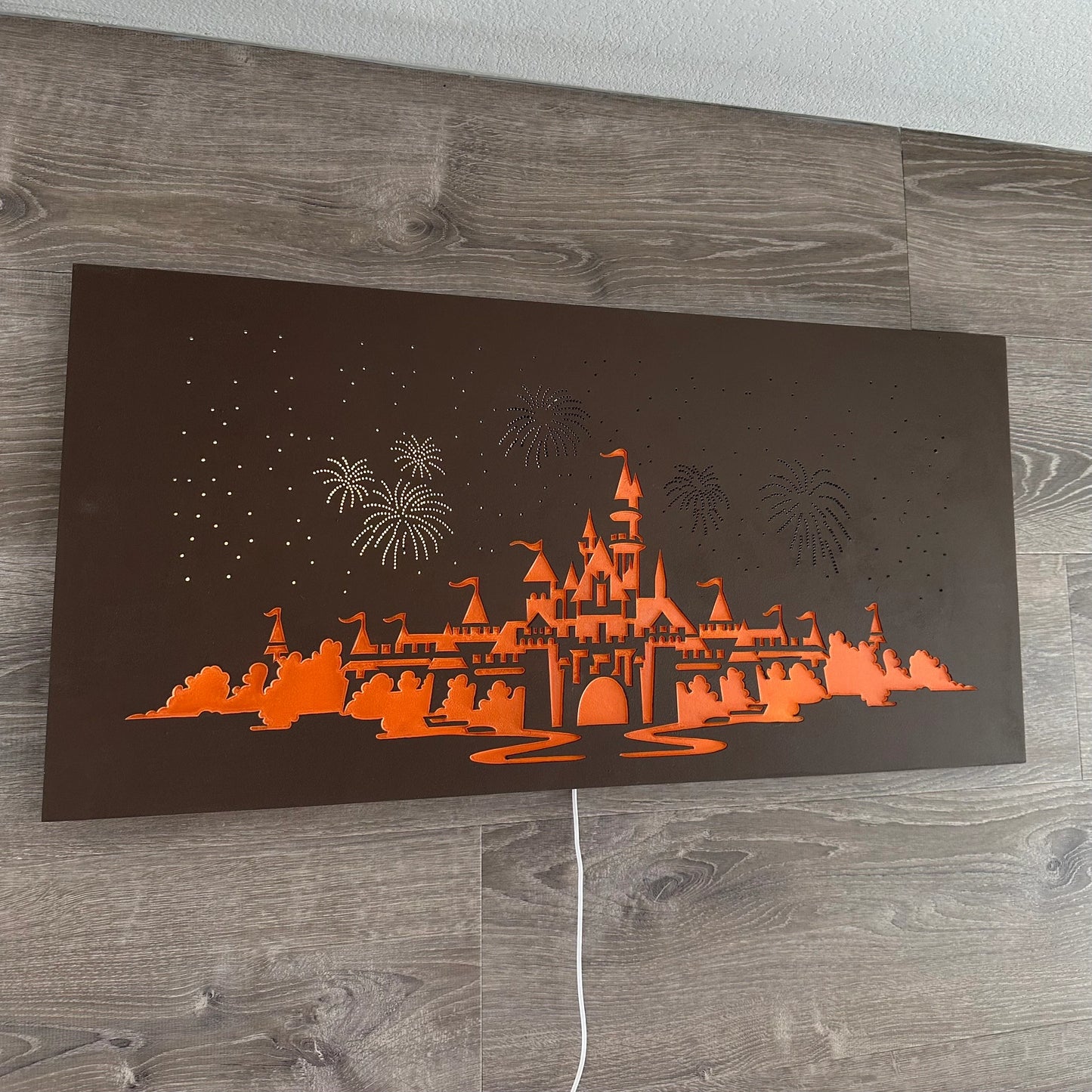 Castle with LED Fireworks ~ Made To Order 33”x16”